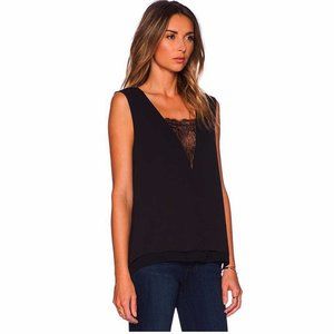 BCBGMAXAZRIA XS Sleeveless Lace Detail Black Mishelle Tank Top
